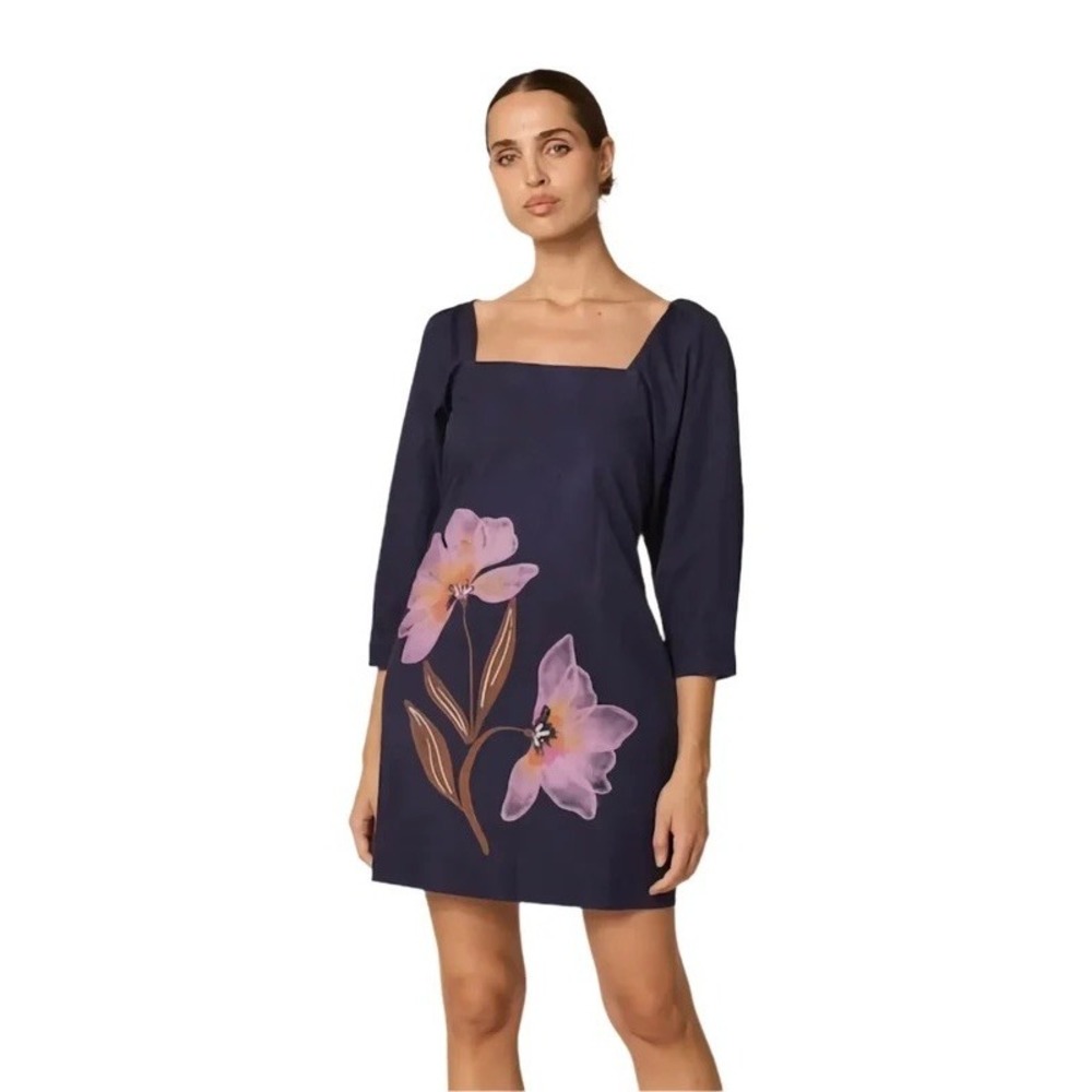 Cleobella Electra Mini Dress in Moresco (Navy) Organic Cotton Poplin ($268) XS